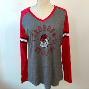 Champion Elite University of Georgia UGA Long Sleeve V-neck Graphic T-shirt; XL